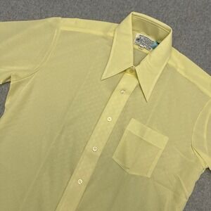 Vintage K-Mart Knit Shirt Mens Yellow 16.5 Short Sleeve Pocket 60s NOS Deadstock